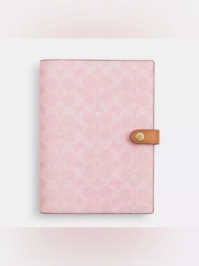 Coach Powder Pink Notebook In Signature Canvas